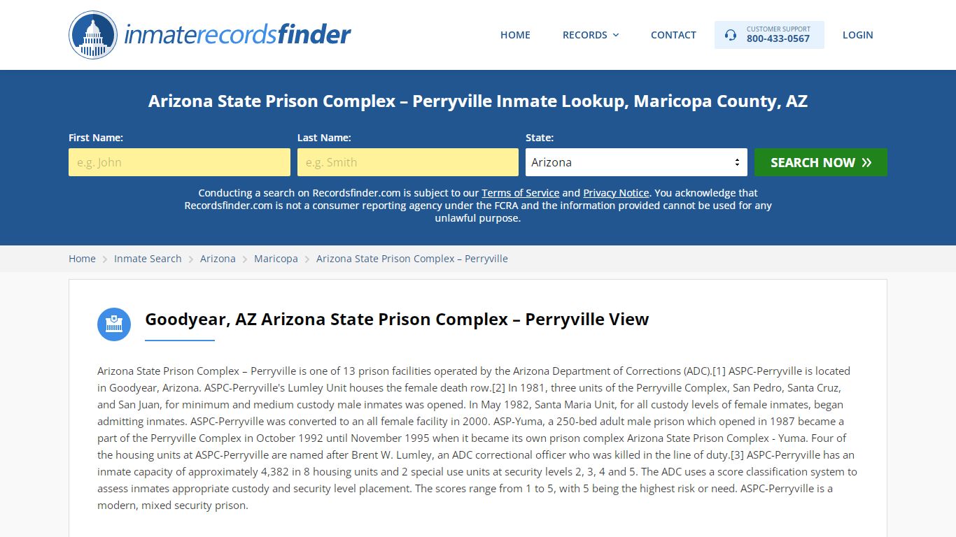 Arizona State Prison Complex – Perryville Roster & Inmate ...