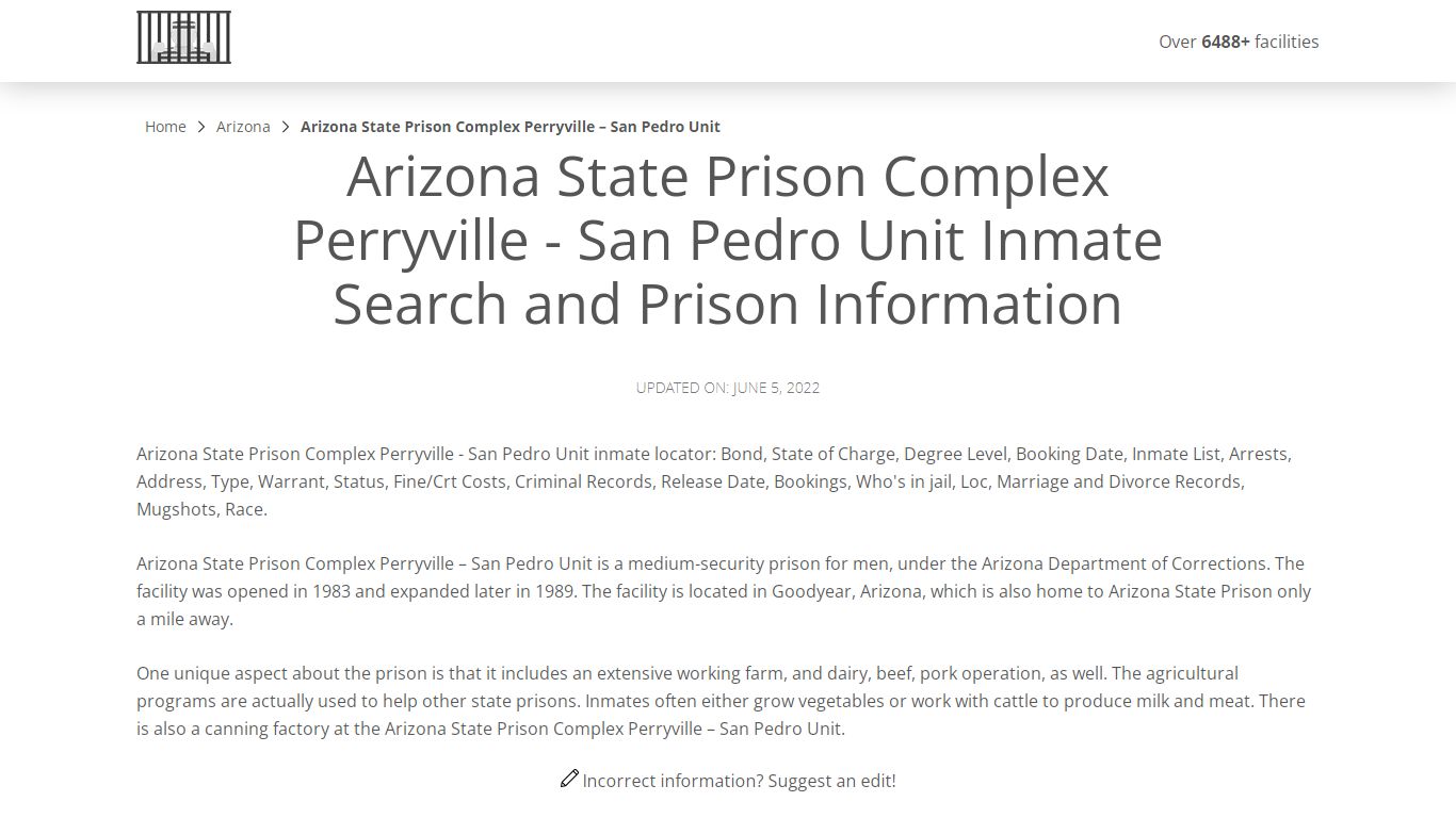 Arizona State Prison Complex Perryville - San Pedro Unit ...